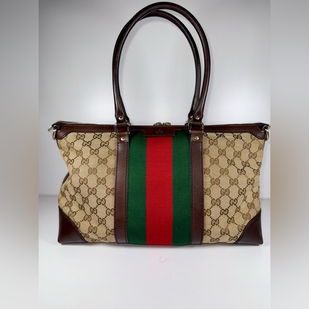 *SALE UNTIL 9/30*
Authentic Gucci Monogram Vintage Web Medium Top Handle Bag